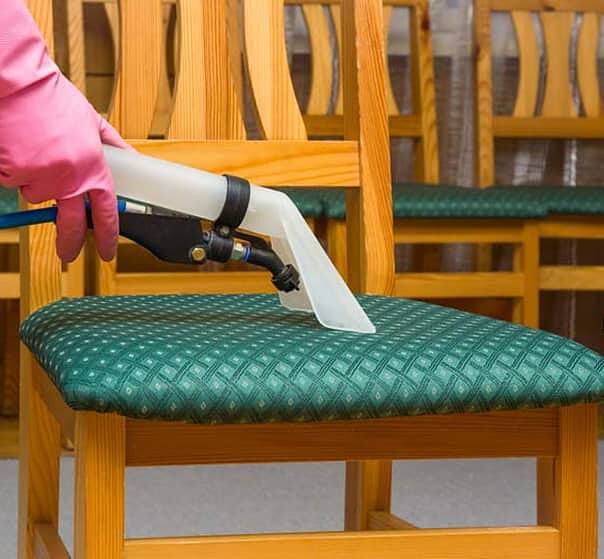 Extraction cleaning of a fabric dining chair seat